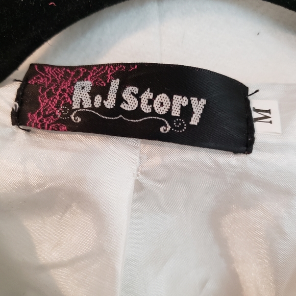 R.Jstory Black and White Belted Coat M - Picture 10 of 11